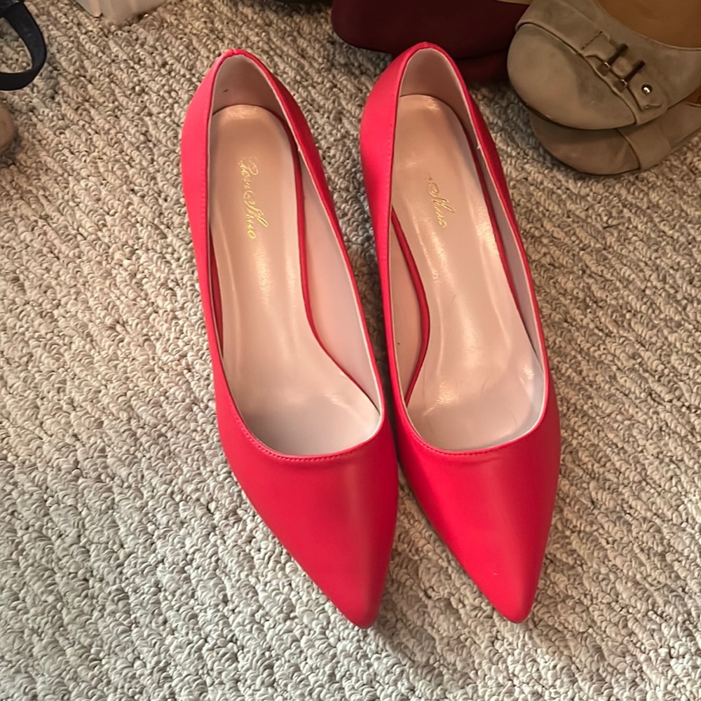 Bright Red Kitten Heels